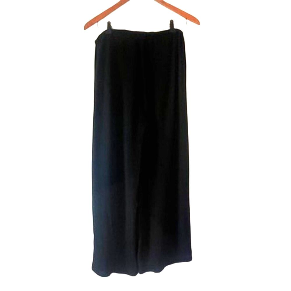 Niche Nilgun Derman Black Wide Leg Pants Pull On Button Slit Details Medium
